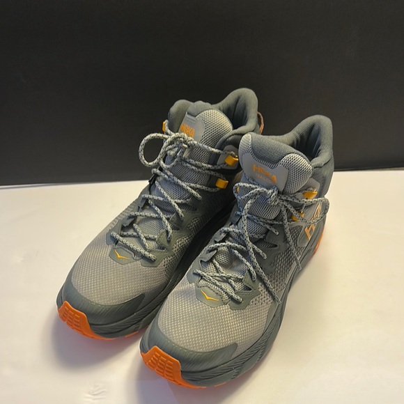 Hoka Gray and Orange Athletic Shoes High Tops - Picture 8 of 8